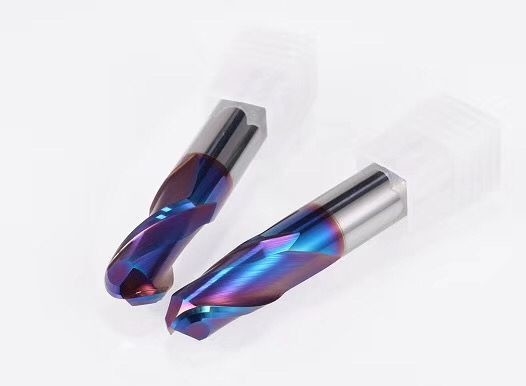Hrc65 2 4 Flute Ball Nose End Mill With Blue Nano Coating