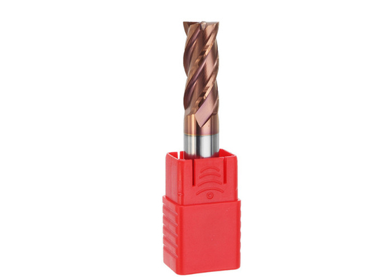 Copper Coated HRC55 Carbide Flat / Ball Nose End Mill For Cutting Machine