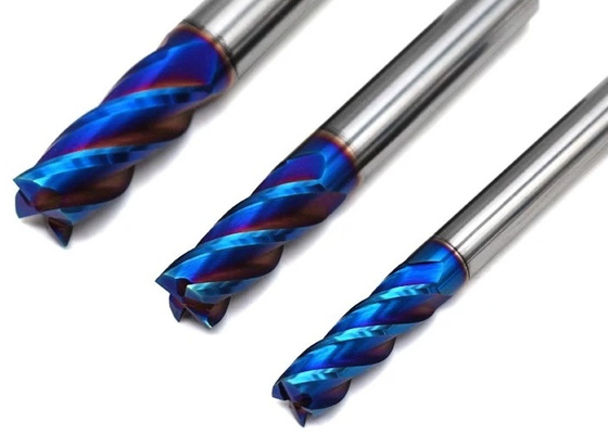 2/4/6 Flute HRC55 Solid Carbide End Mills With Blue Coating For CNC Machine