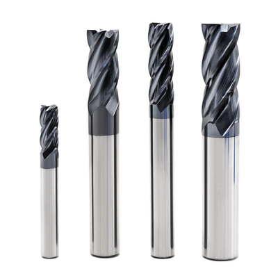 HRC45 Carbide Cutting Tools Flat End Mills With TiAlN Coating For Roughing Milling