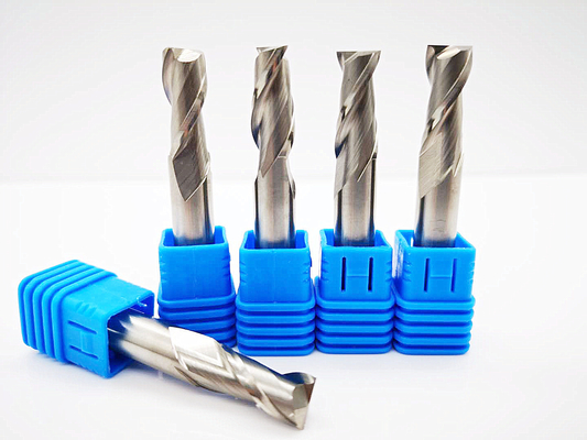 CNC Woodworking Solid Carbide End Mills , Tungsten 2 Flat End Mill Cutters