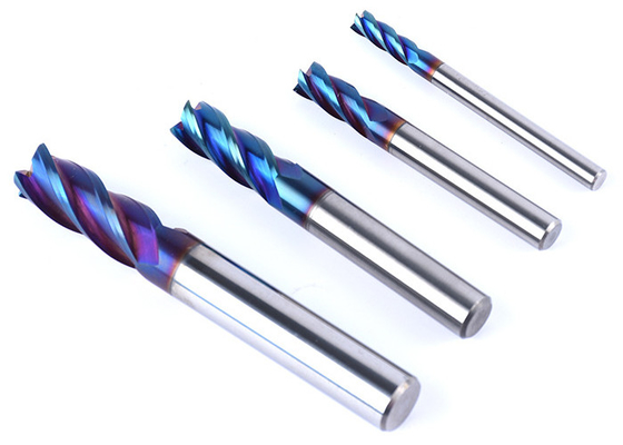 HRC65 Nano Blue Coating Tungsten End Mill 2/3/4/6 Flutes Flat Head Ball Milling Cutter