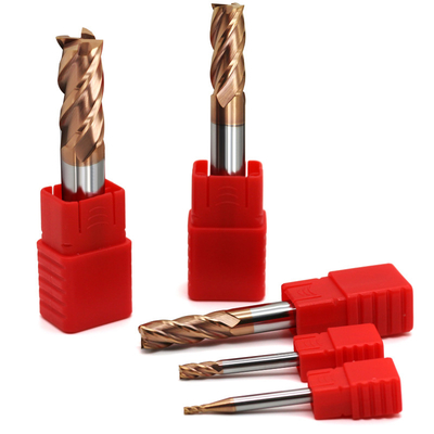3 Flutes Cemented Carbide End Mill Flat HRC55 Copper Coating Cutting Tools