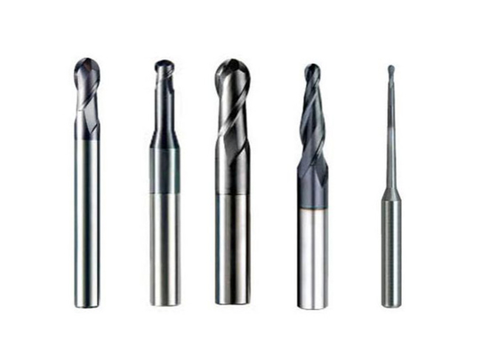 HRC55 Micro Carbide Tapered Ball End Mills Bits HRC65 Coated 2 Flute Cutter