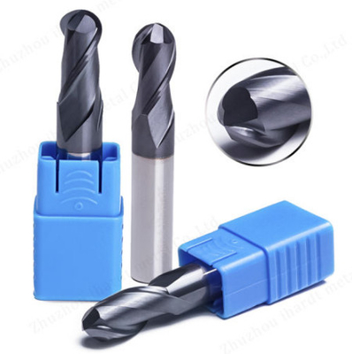 2 Flute Solid Carbide Ball Nose End Mills HRC45 TiAIN Coating CNC