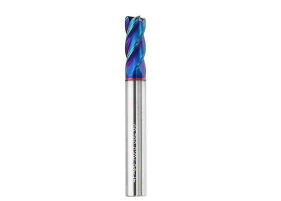 Tungsten Cemented Carbide Square End Mill 6 Flute Blue Nano Coating HRC65