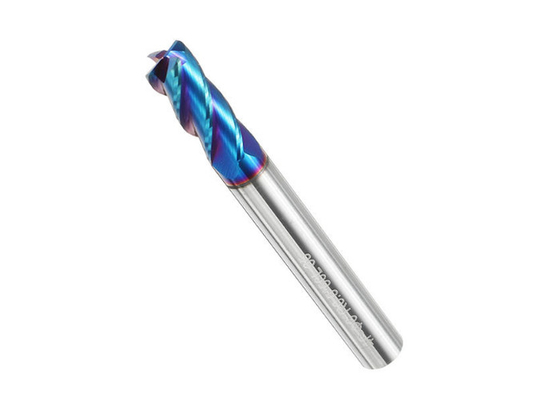 Tungsten Cemented Carbide Square End Mill 6 Flute Blue Nano Coating HRC65