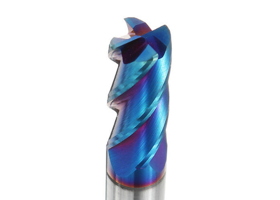 Tungsten Cemented Carbide Square End Mill 6 Flute Blue Nano Coating HRC65