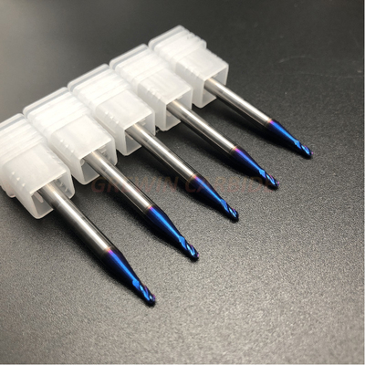 HRC 65 Tungsten Carbide Micro End Mill / Carbide Endmill With Blue Nano Coated  Mirco End Mills For Engraving