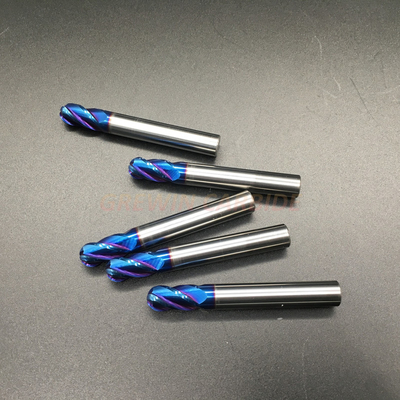 HRC65 Tungsten Carbide Ball Nose End Mills 2 Flute with Blue Naco Coated 2.5X8X50