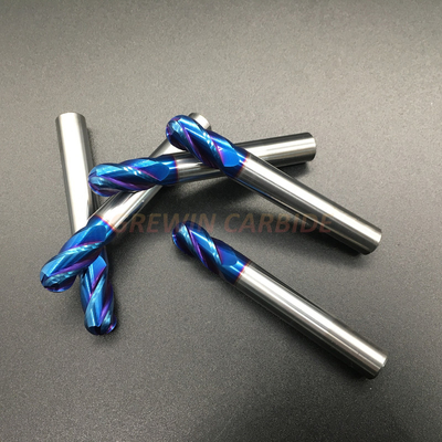 HRC65 Tungsten Carbide Ball Nose End Mills 2 Flute with Blue Naco Coated 2.5X8X50