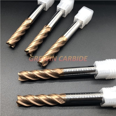 HRC55 Tungsten Carbide 4 Flutes Milling End Mill with Cooper Coating