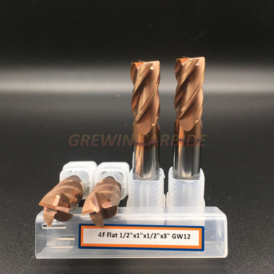 Tungsten Carbide 4 Flutes HRC 55 Copper Coated Flat End Mill