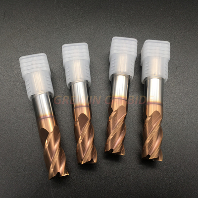 Tungsten Carbide 4 Flutes HRC 55 Copper Coated Flat End Mill
