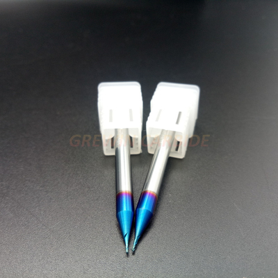 HRC 65 Tungsten Carbide Micro End Mill / Carbide Endmill With Blue Nano Coated  Mirco End Mills For Engraving