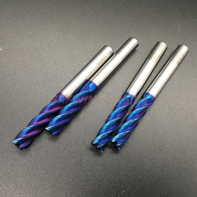 Customized HRC65 6 Flutes Solid Carbide End Mills with Blue Nano Coating