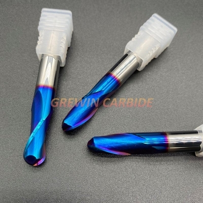 Tungsten Carbide 2f Ball Nose End Mill with HRC 65 Blue Naco Coating