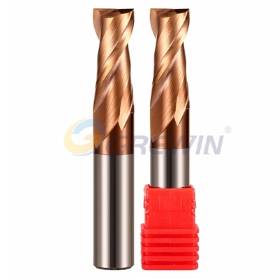 Tungsten Solid Carbide Flat End Mill 2 Flutes  HRC55 Copper Color TiAIN Coated Sharp Cutting Tools Machine Tools