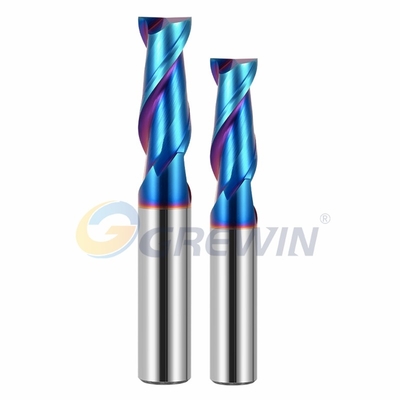 Tungsten Solid Carbide Flat End Mill 2 Flutes  HRC65 blue color Nano  coated Sharp cutting tools Machine Tools