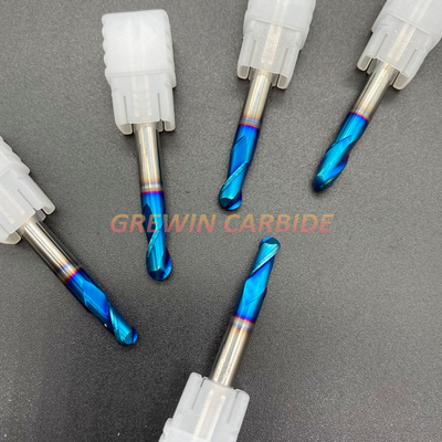 HRC65 CNC 2 Flutes Tungsten Carbide Ball Nose End Mill For Cutting Stainless Steel