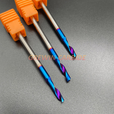 1 Flute Tungsten Carbide End Mill Blue Nano Coating CNC Router Bit