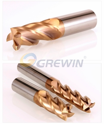 HRC55 Tungsten Carbide 4 Flutes End Mill Sqaure With Tisin Copper Coating