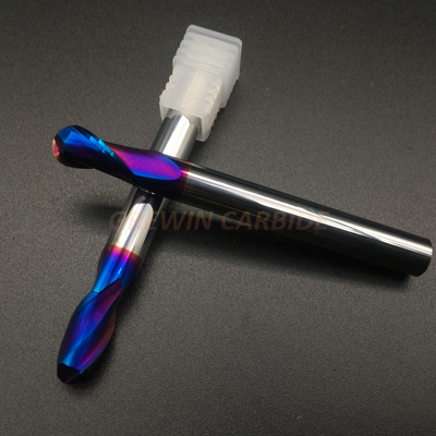 Ball Nose Tungsten Carbide End Mill HRC65 2F Naco Blue Color Coated Milling Cutter
