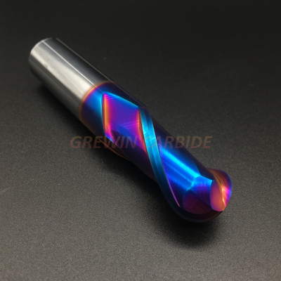 Ball Nose Tungsten Carbide End Mill HRC65 2F Naco Blue Color Coated Milling Cutter