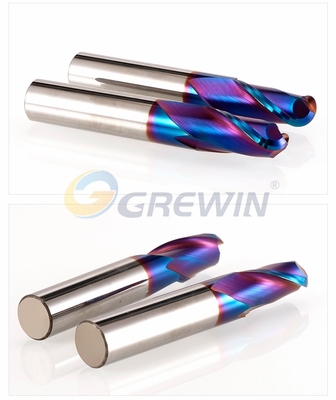 Hrc65 2 Flutes Blue Nano Coated Ball Nose Tungsten Carbide End Mill